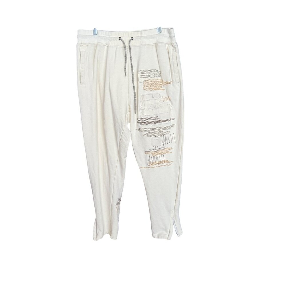 Parish Mens Embroidered Cotton Jogger Pants  Size L